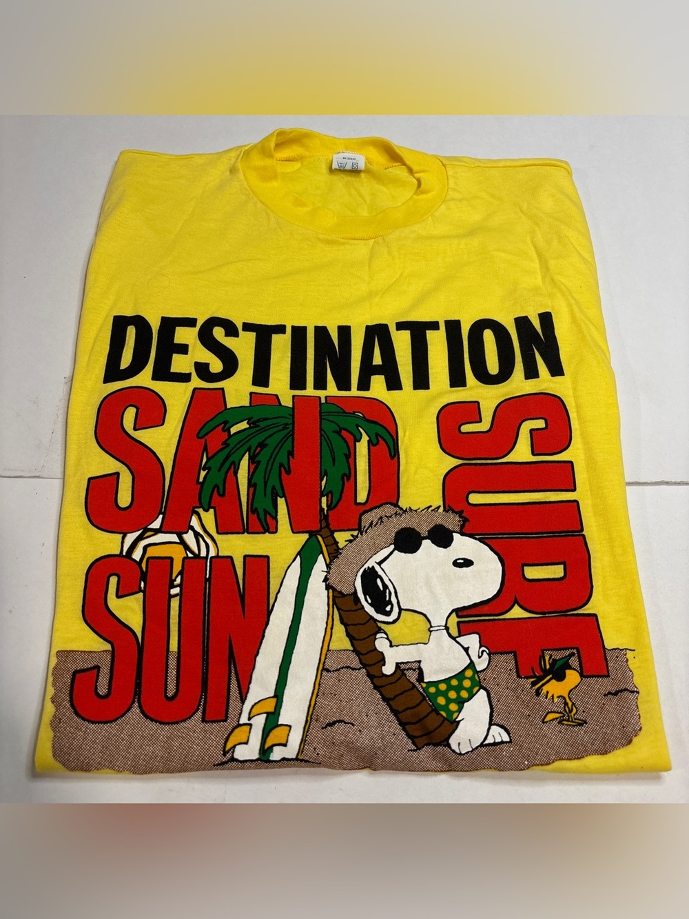 VTG 80’s Destination Surf Snoopy Woodstock Single Stitch Made In USA Artex Large